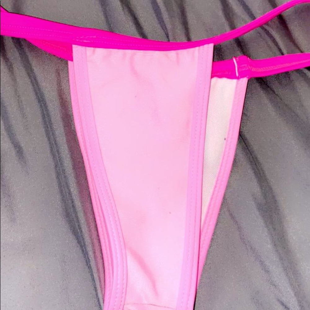 Pink bikini thong bottoms